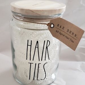 Rae dunn hair ties jar